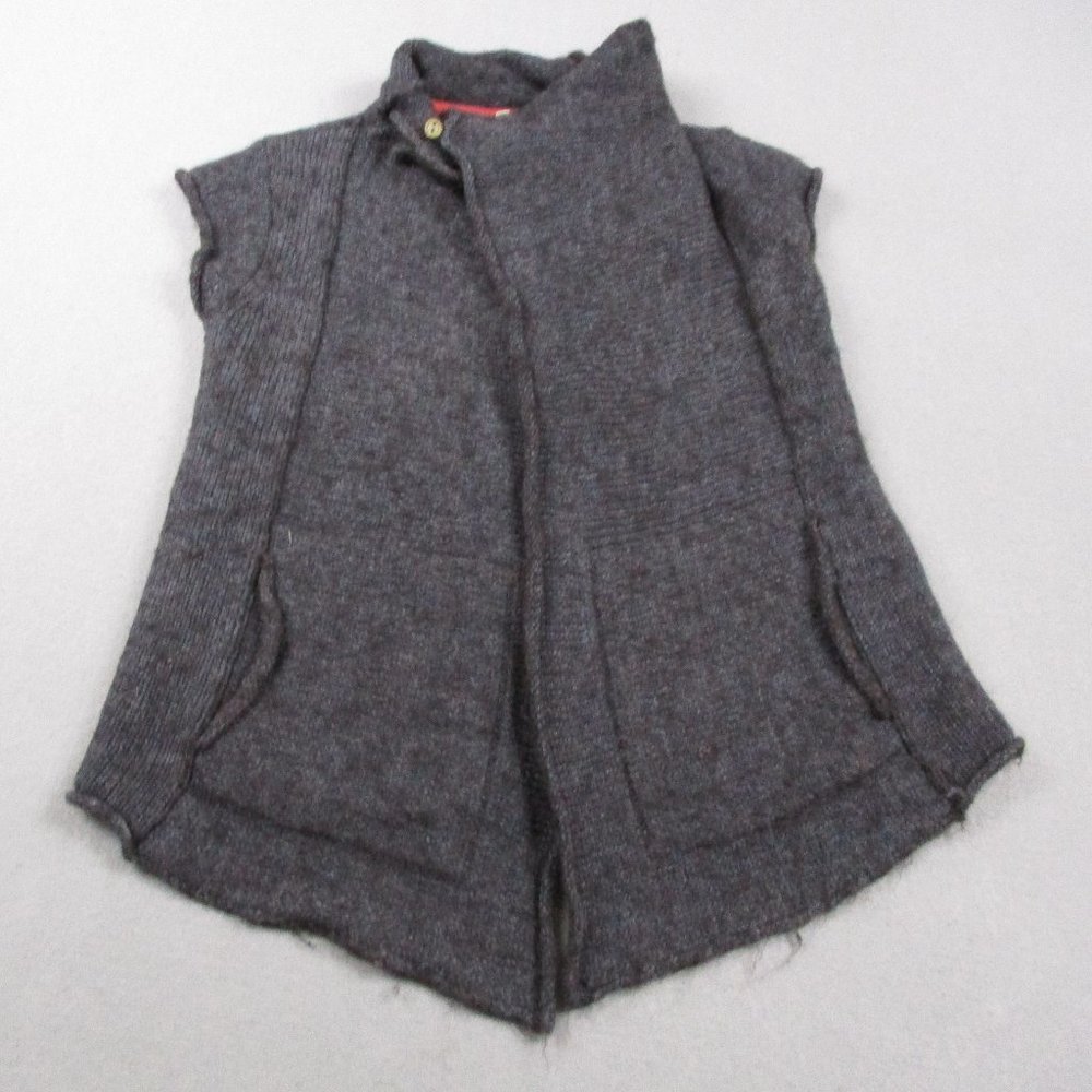 White Stuff Vest Womens 10 Gray Wool Alpaca Blend Sweater Knit Pockets